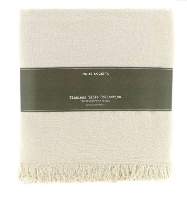 Tafelkleed fringle beige