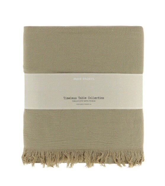 Tafelkleed fringle taupe