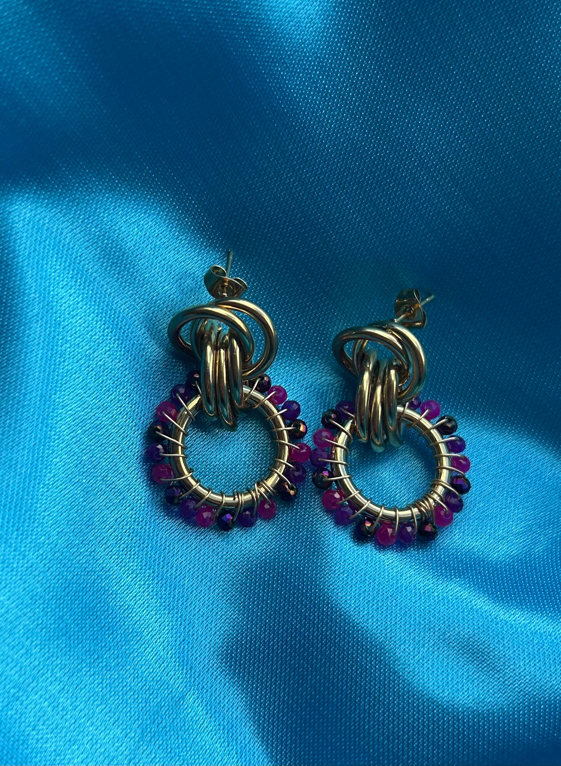 Kralen oorbellen goud