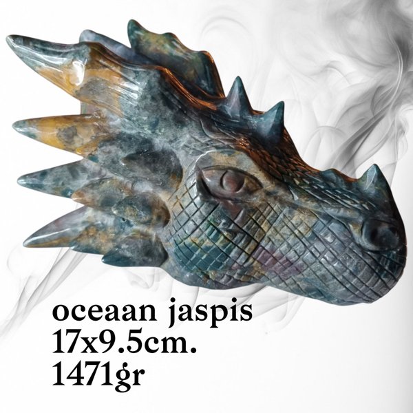 oceaan jaspis draak unieke carving 17cm