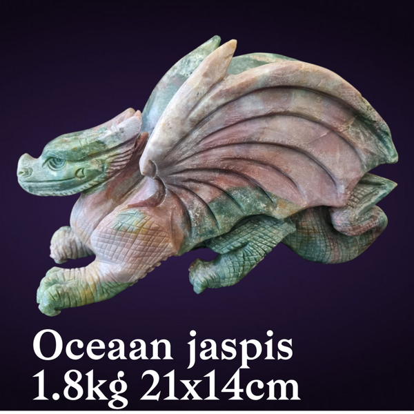 oceaan jaspis draak xl full body  21cm