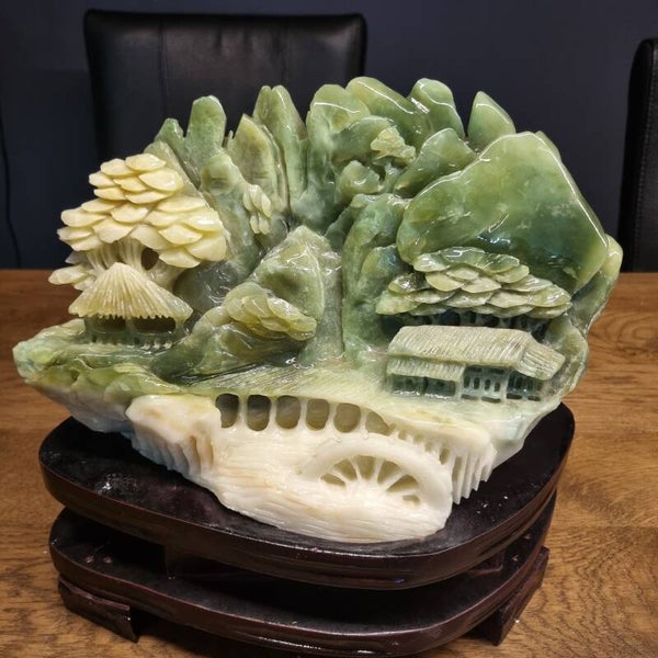 xiu jade sculptuur 27cm ca6kg landschap