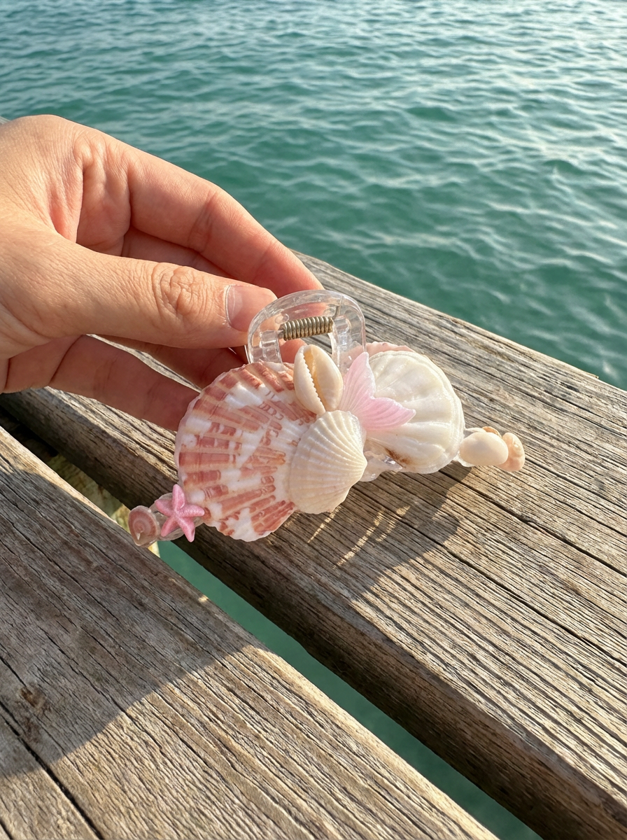Aurelia Seashell Hair Bun Claw Clip 02
