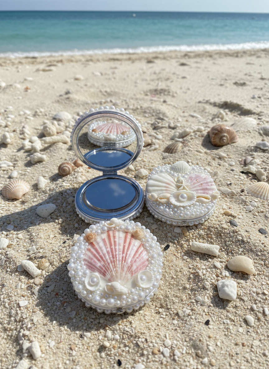 Aurelia seashell portable make up mirror