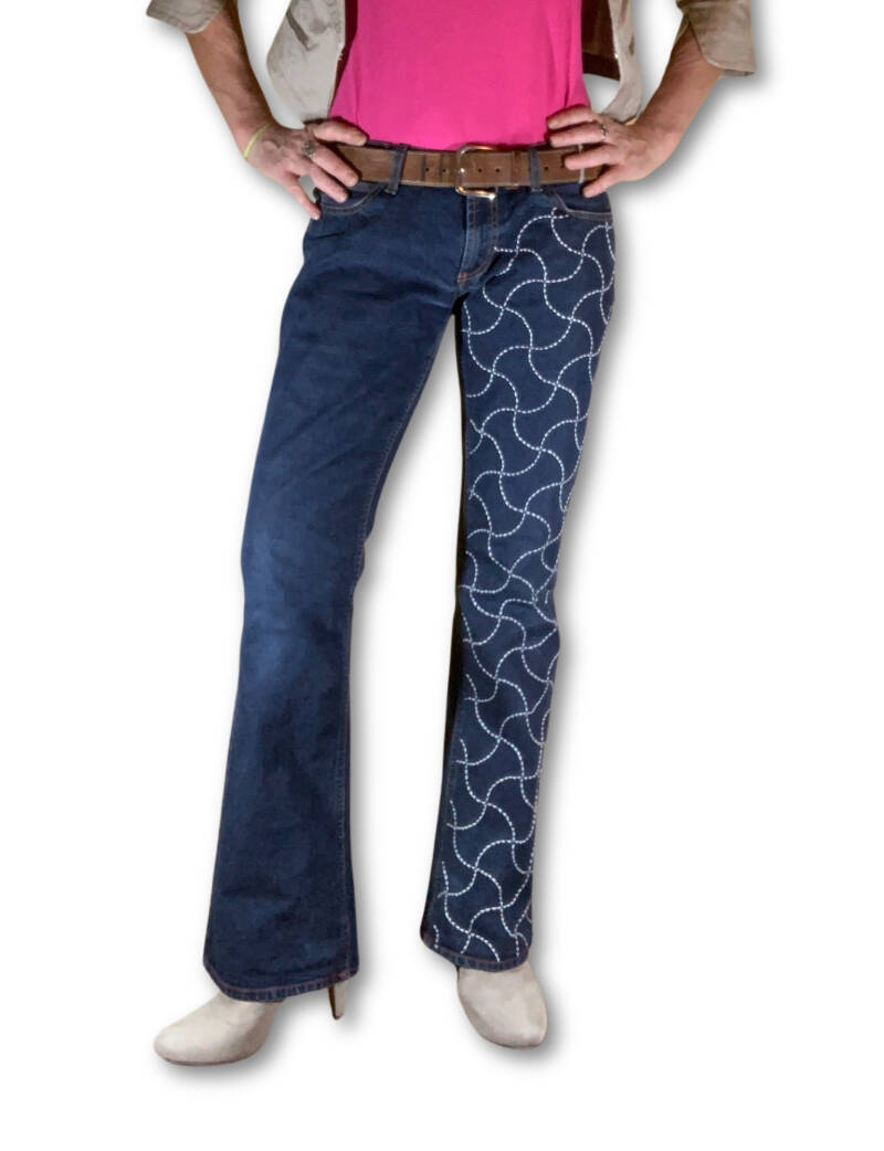 Hand stitched sashiko denim by Angie Amsterdam