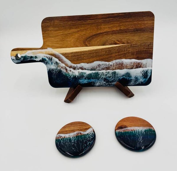 Ocean Beach Epoxy/Wood Cheese Board