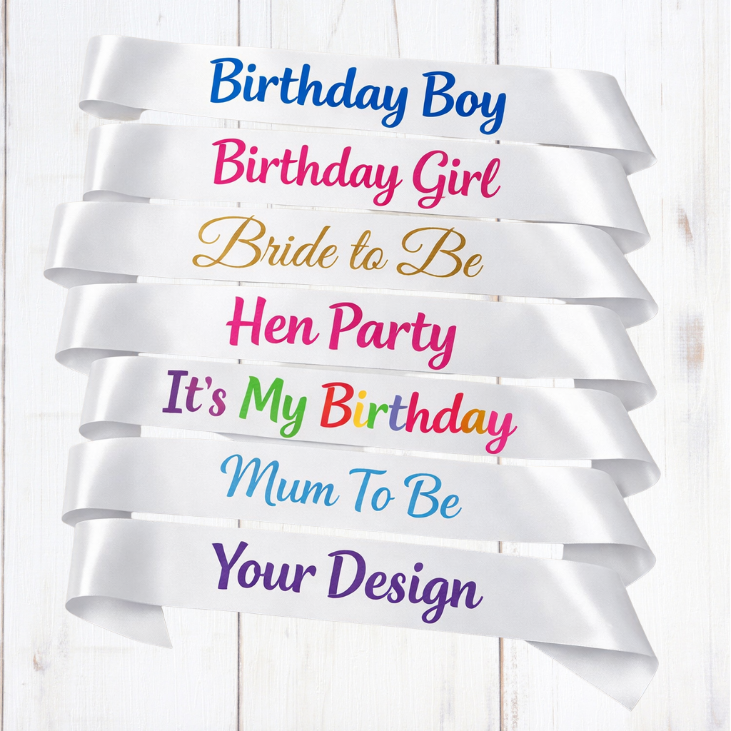 Personalised white Sashes