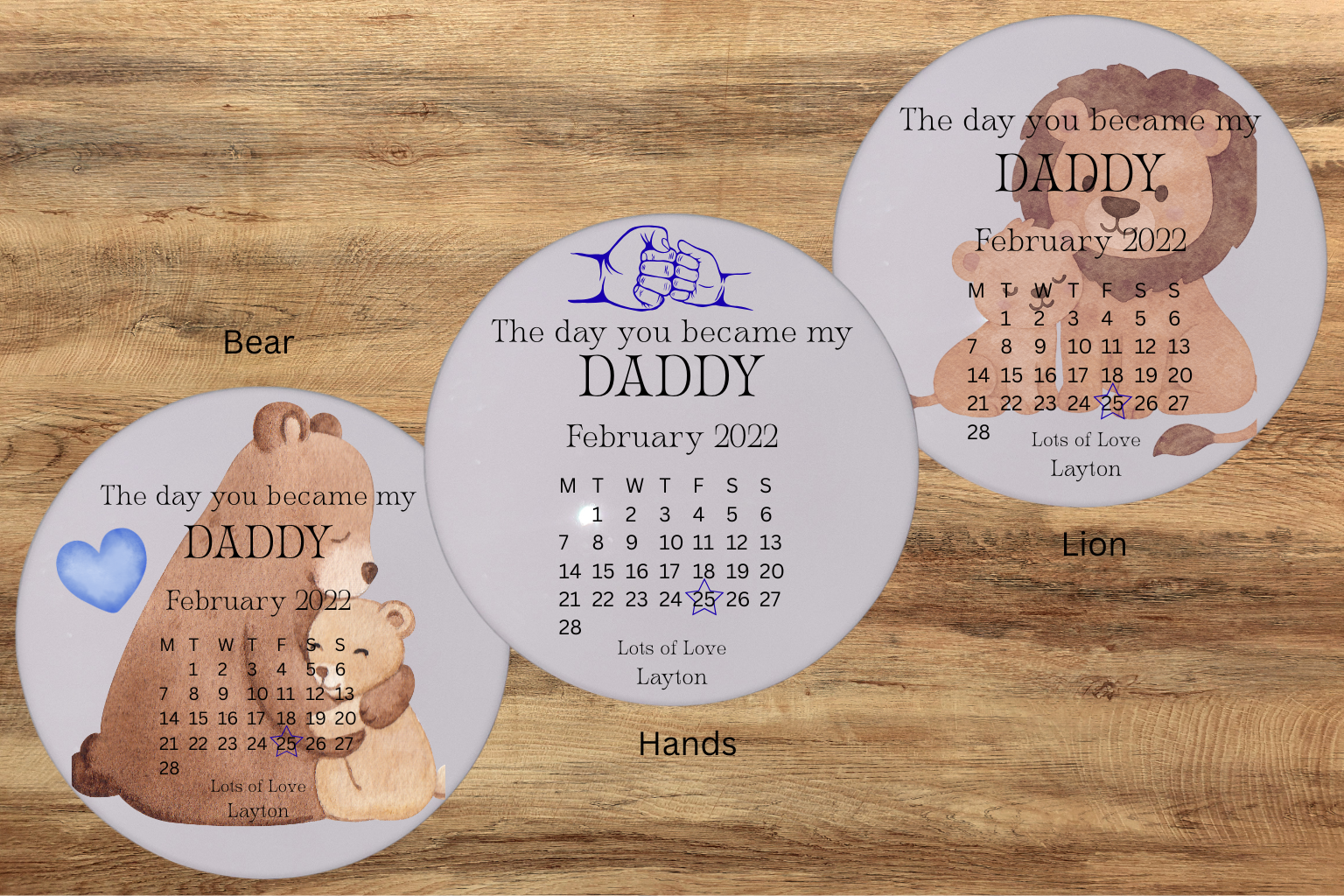 Blue "The day you become my daddy" coaster