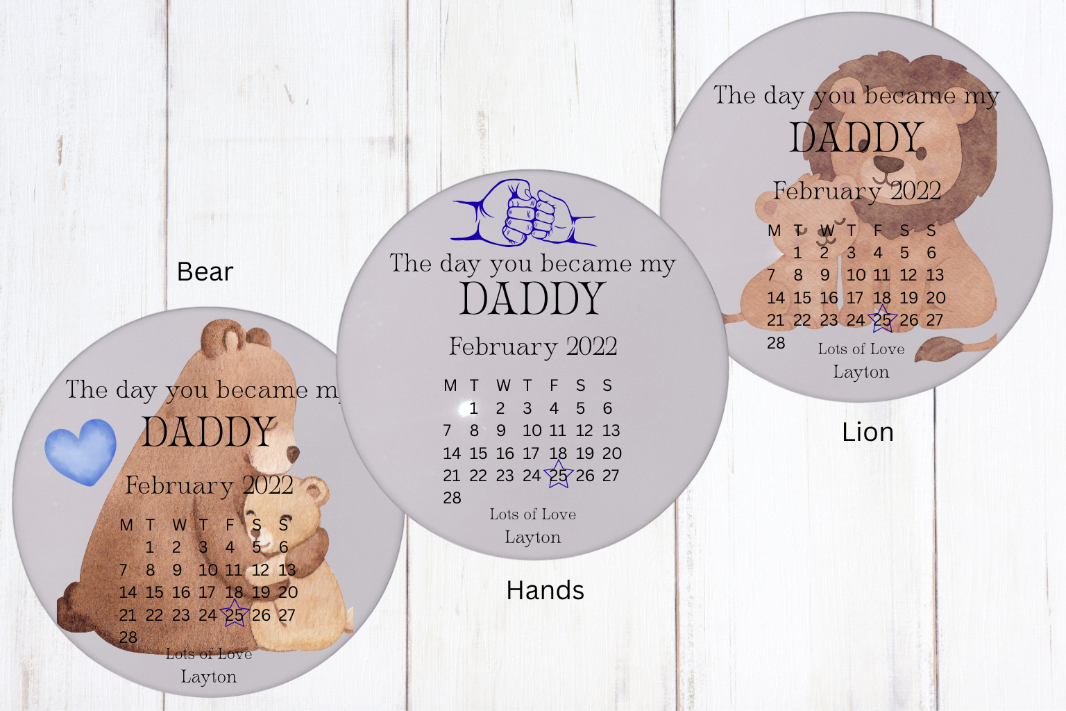 Blue "The day you become my daddy" coaster