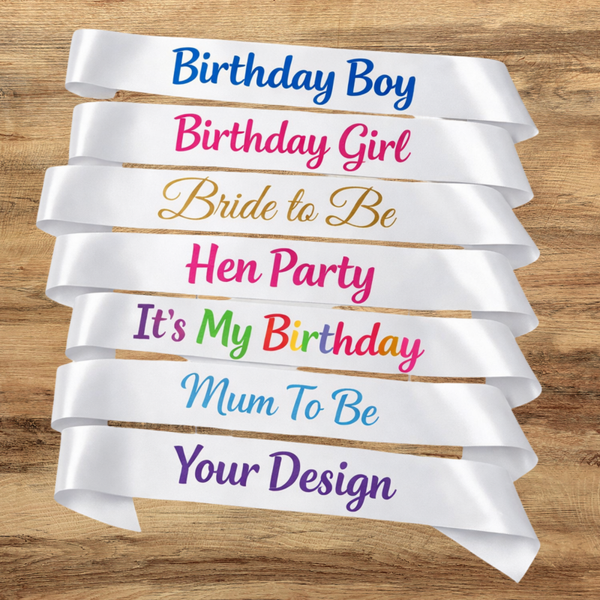 Personalised white Sashes