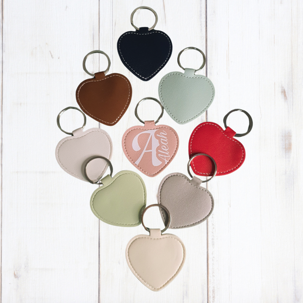 Faux Leather Heart keyring