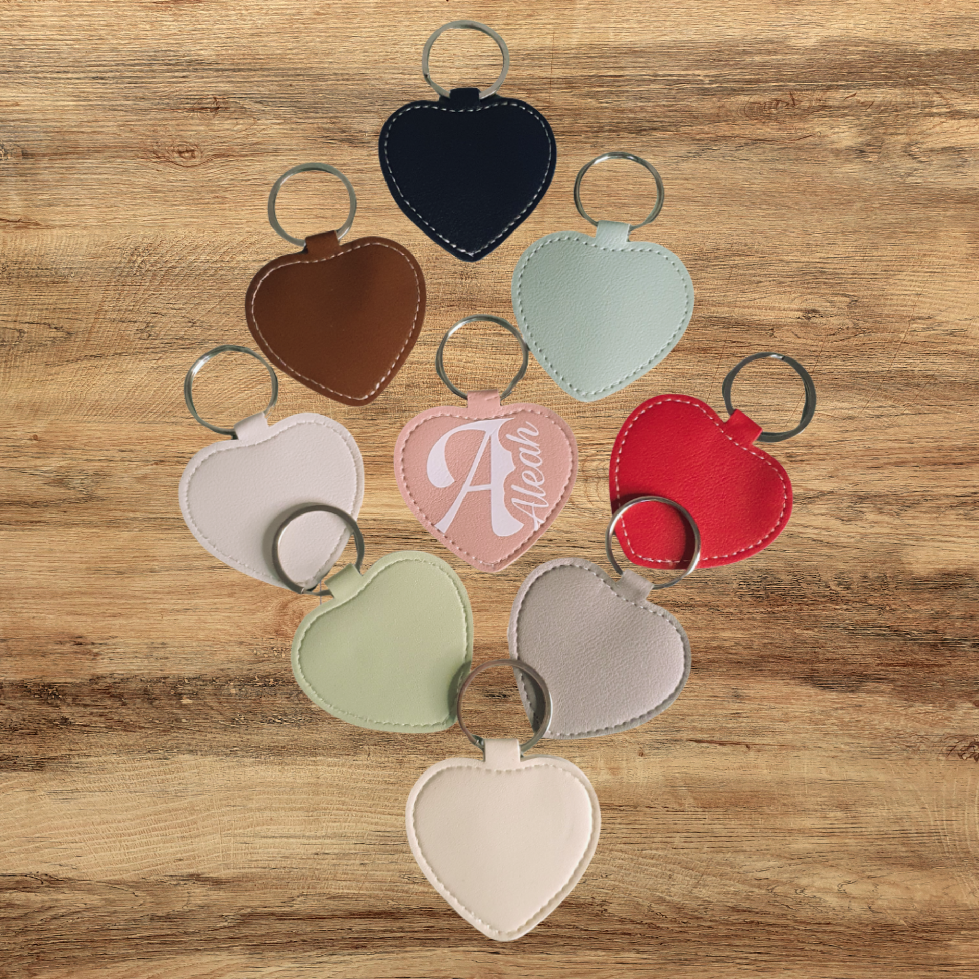 Faux Leather Heart keyring