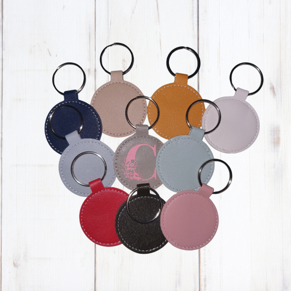 Personalised Round Faux keyrings