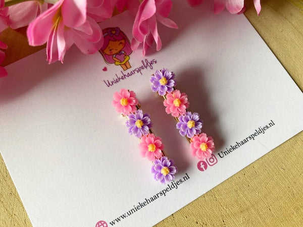 Bloemen haarclips setje van 2