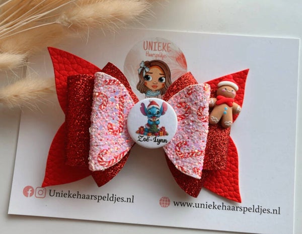 Stitch kerst strik met naam