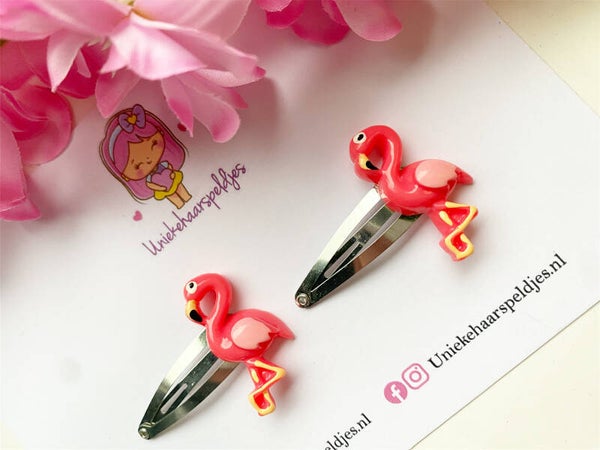 Setje Flamingo 🦩 haarspeldjes