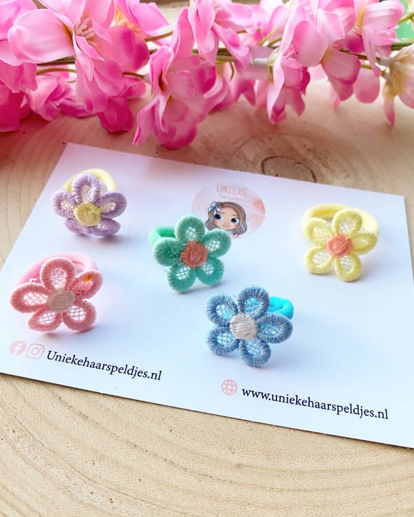 Haar elastiekjes in verschillende kleuren