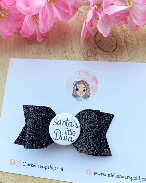 Glitter strik zwart met verschillende teksten (zie de foto’s)