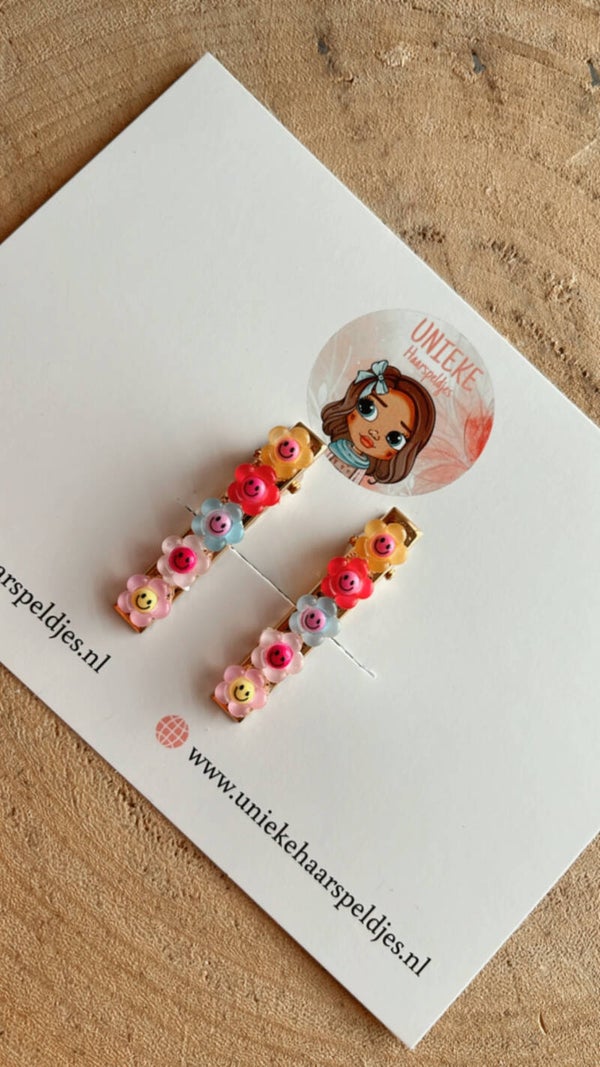Setje smile flower speldjes