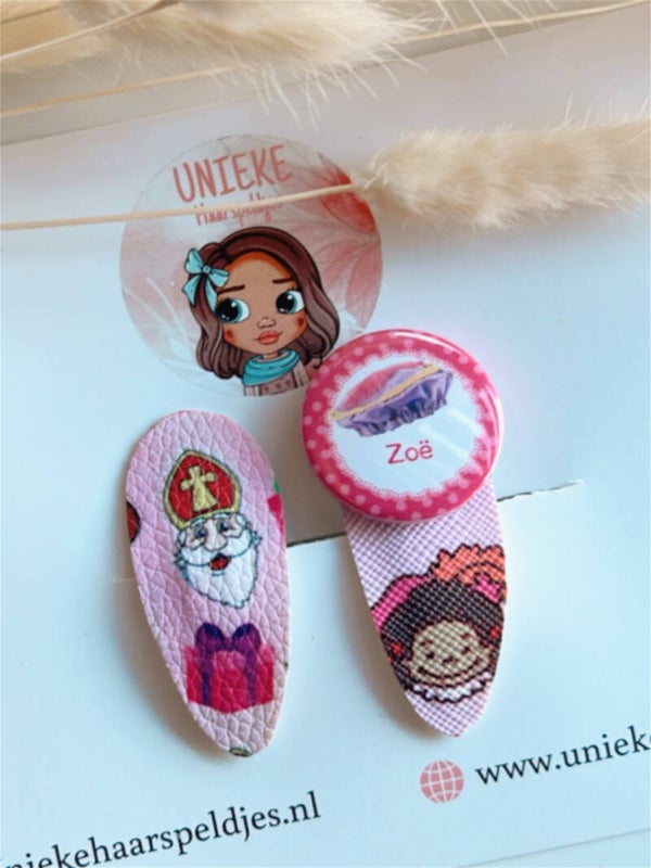 Setje sint en piet speldjes met naam