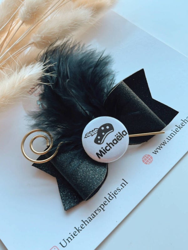 Glitterstrik zwart met naam