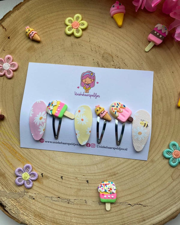 Mix setje ijsjes en bloemetjes speldjes
