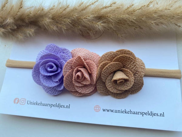 Zacht nylon haarbandje met bloemen