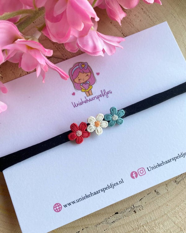 Nylon haarbandje rood wit blauw