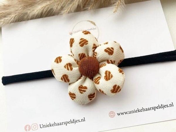 Zacht nylon haarbandje met bloem