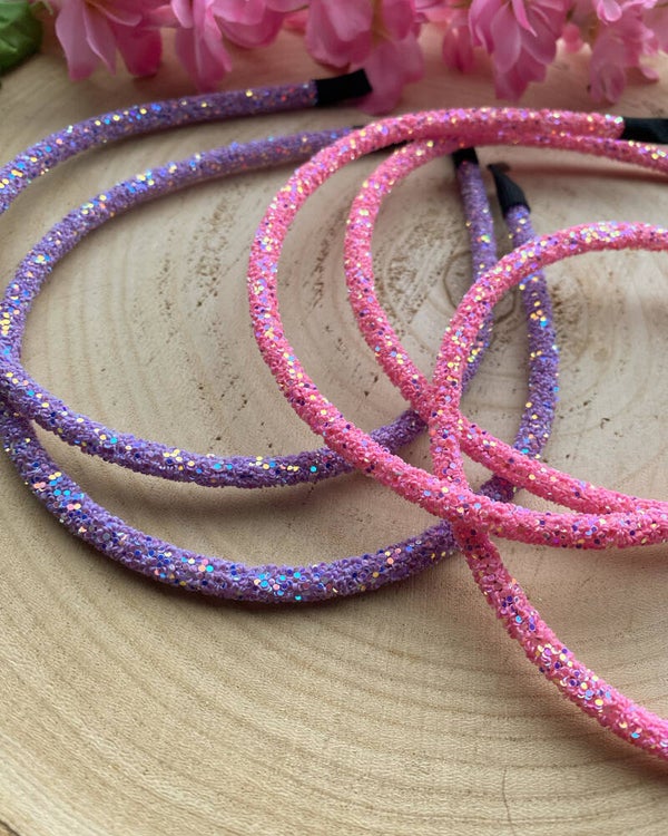 Glitter diadeem lila en roze