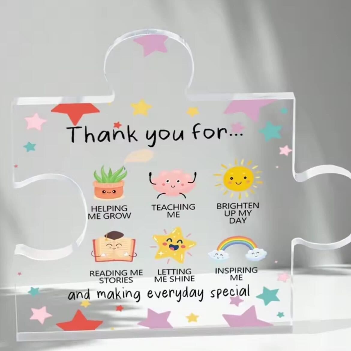 Puzzelstuk plexiglas bedankje einde schooljaar