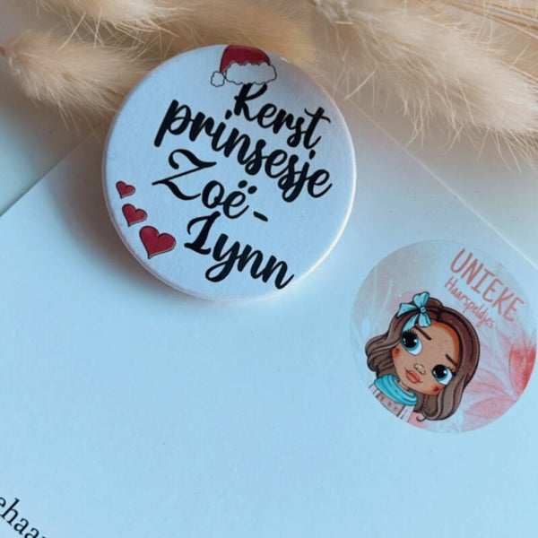 Kerst prinsesje broche met naam