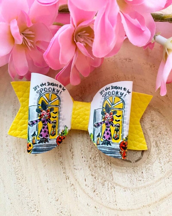 Halloween geel met gekleurde lichtjes