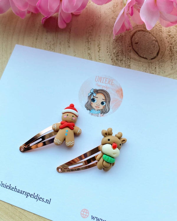 Setje 2 haarspeldjes kerst