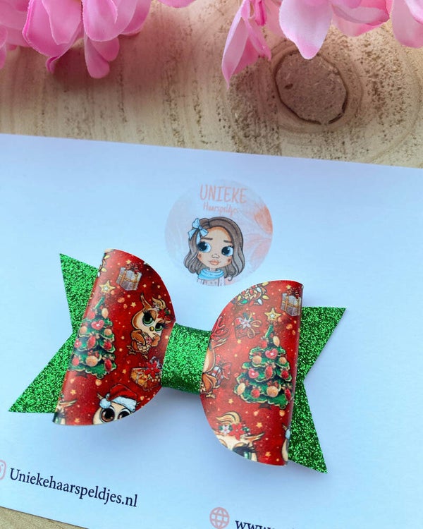 Kerst strik glitter groen rood