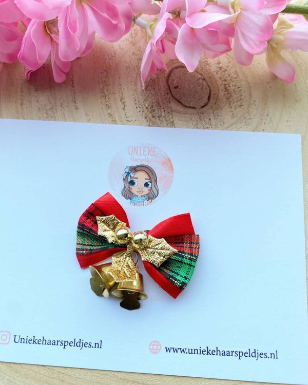 Strikje 5cm kerstmis met belletjes