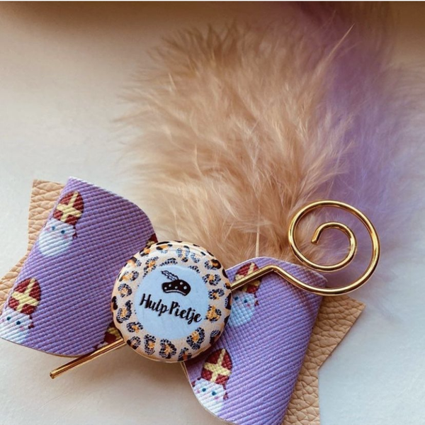 Hulp pietje strik lila beige