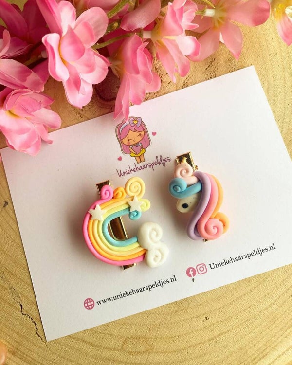 Unicorn rainbow fimo setje