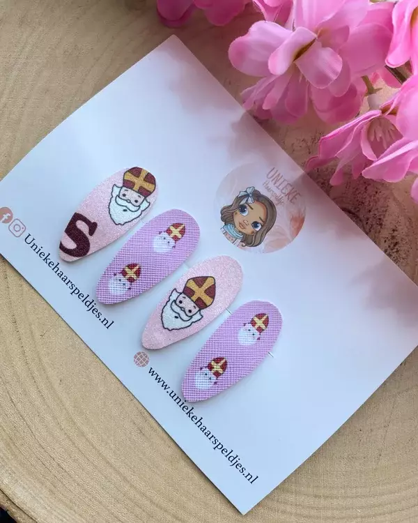 Setje haarspeldjes glitter roze