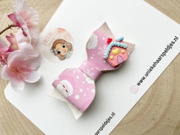 Wit roze kerst strik