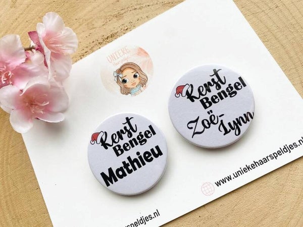 Kerst bengel broche met naam
