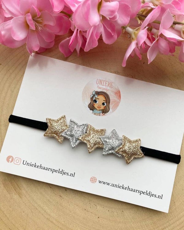 Nylonhaarbandje kerst sterren