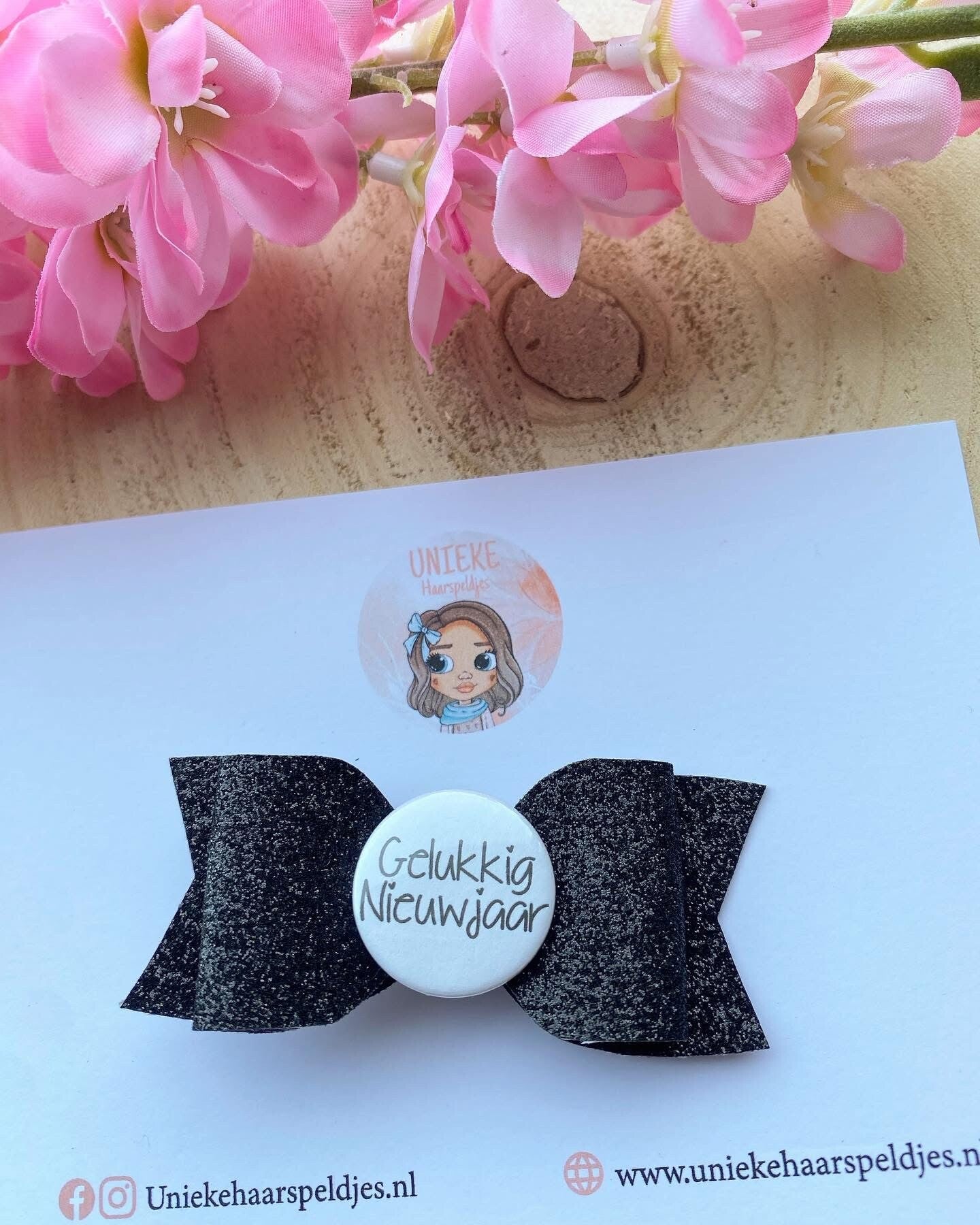 Gelukkig nieuwjaar glitter zwart