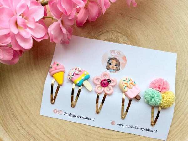 Zomerse ijs haarspeldjes setje