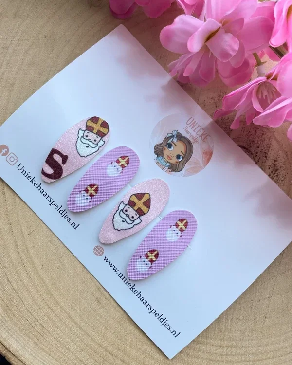 Setje haarspeldjes glitter roze