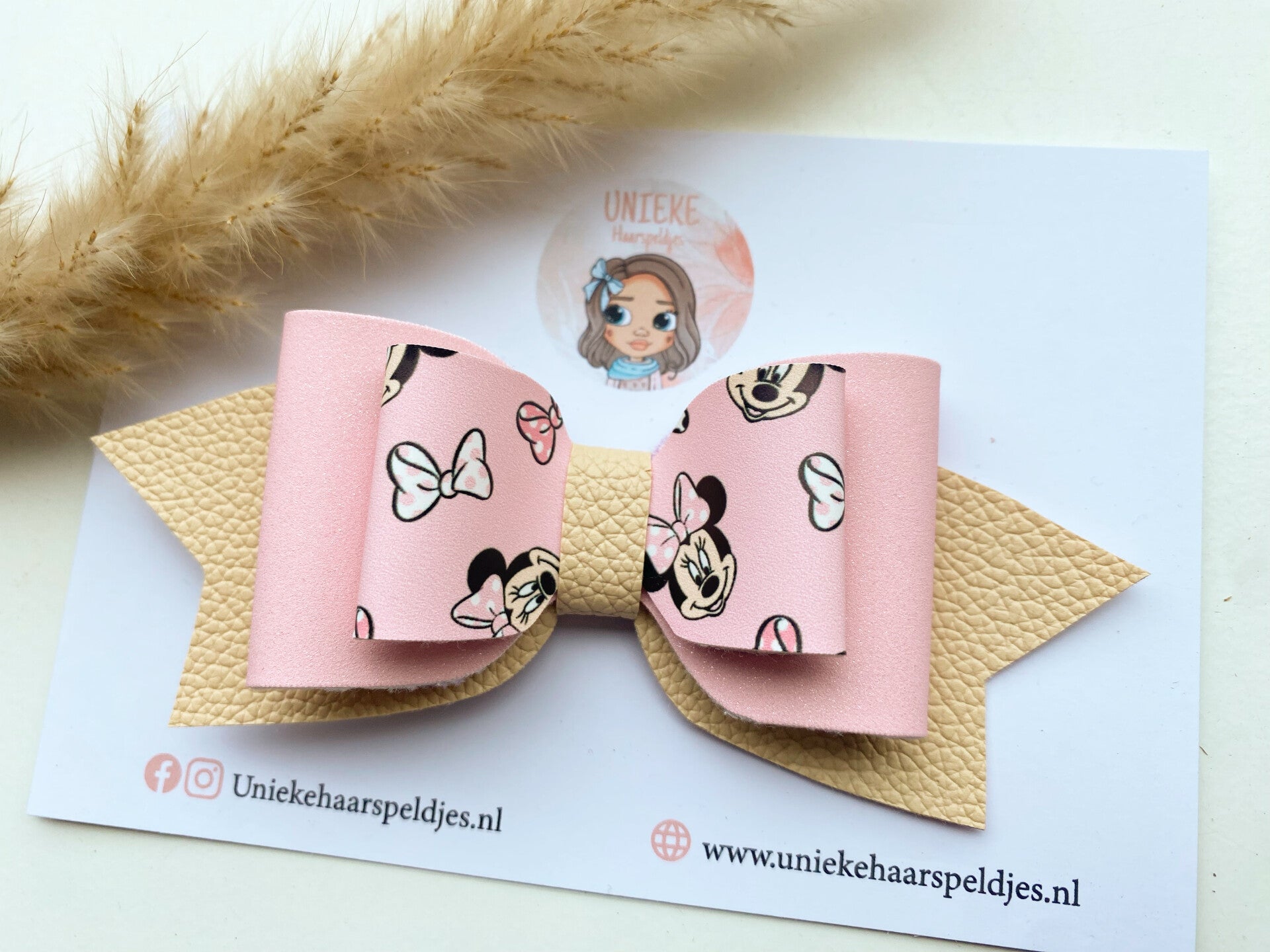 Minnie mouse beige roze strik