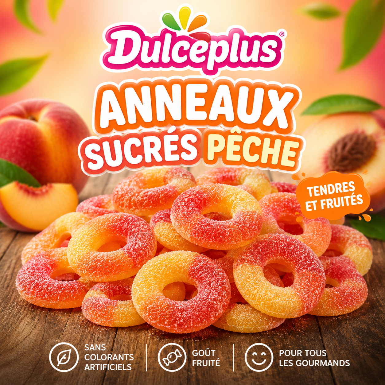 Dulceplus Anneaux sucrés pêche