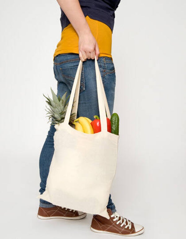 Cotton bag, natural, long handles, Basic