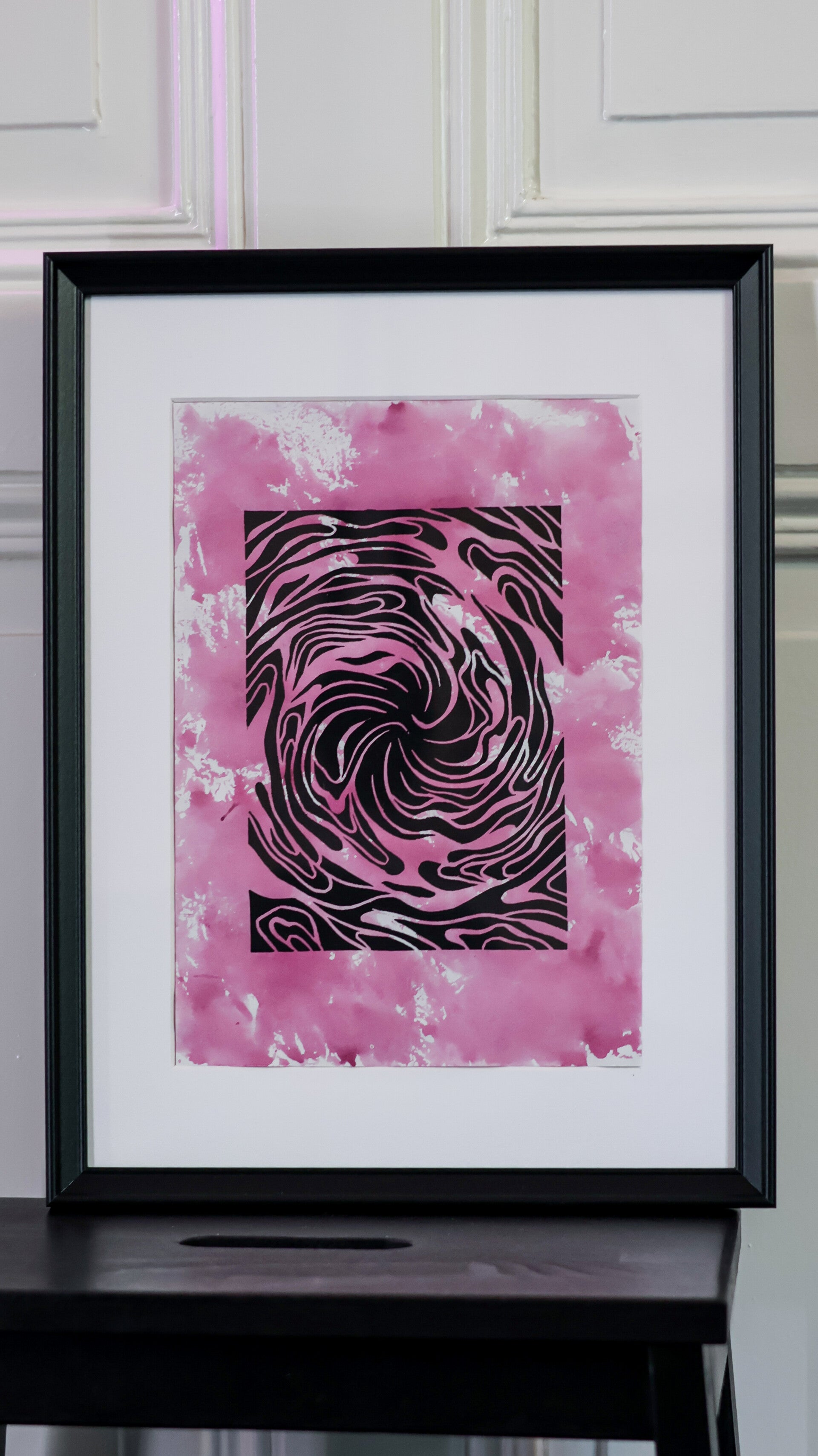 Linoldruck „Abstract Vortex“ - Handgefertigtes Unikat (A4)