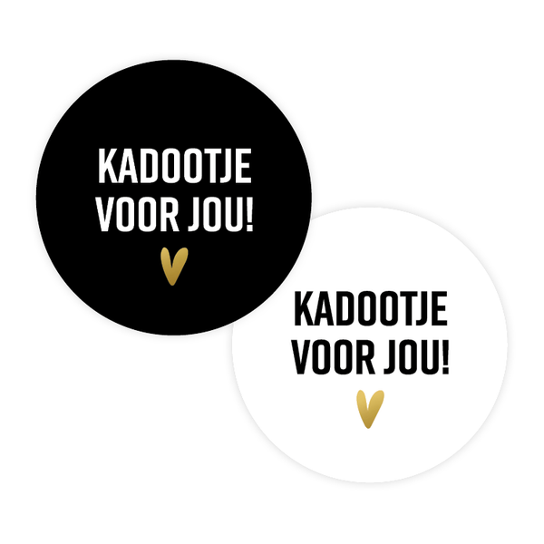 Sticker - Kadootje voor jou zwart/wit - goudfolie (4 stuks)